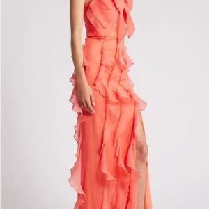 NWT Hutch Allover Ruffle Coral Dress